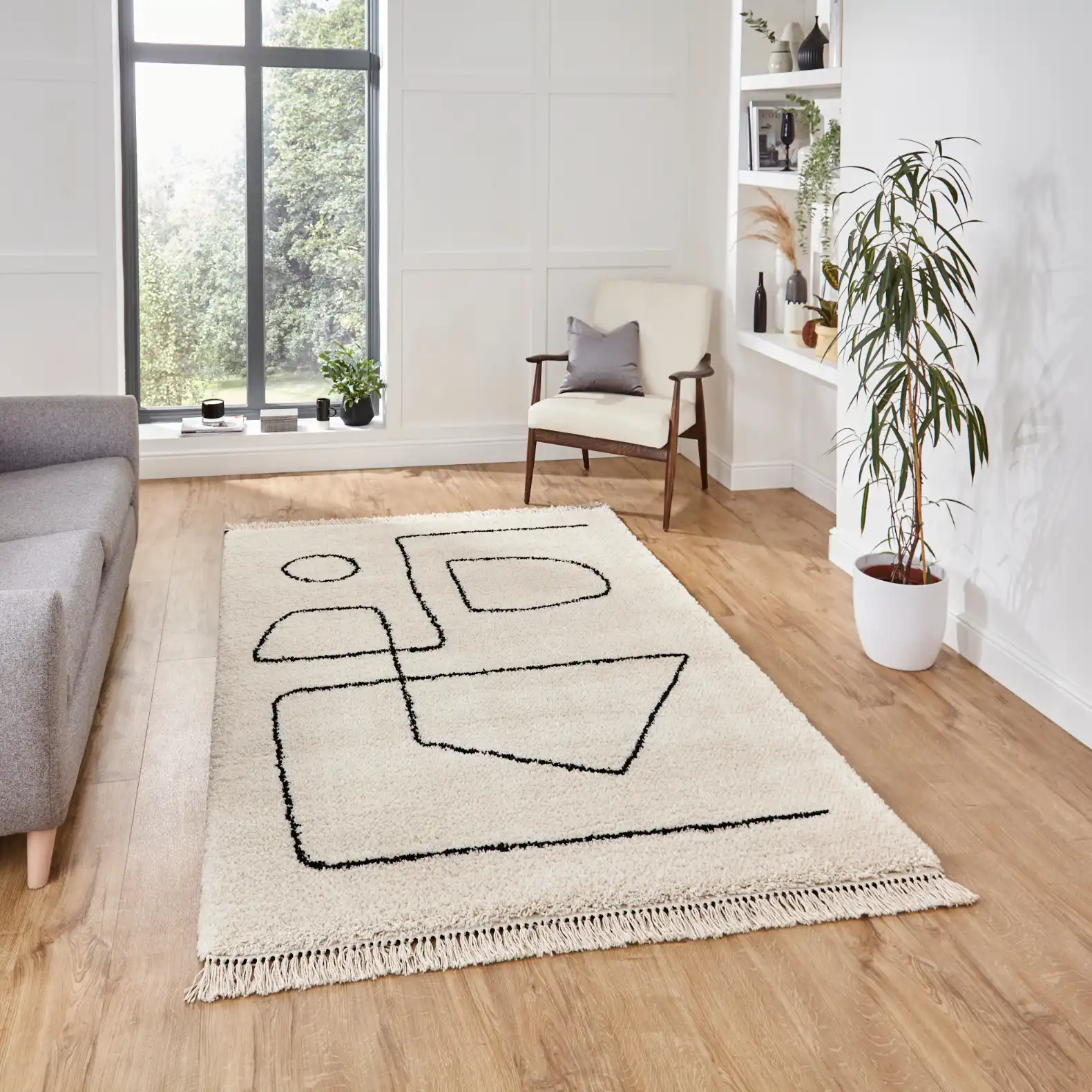 Boho A474 White Black Rug