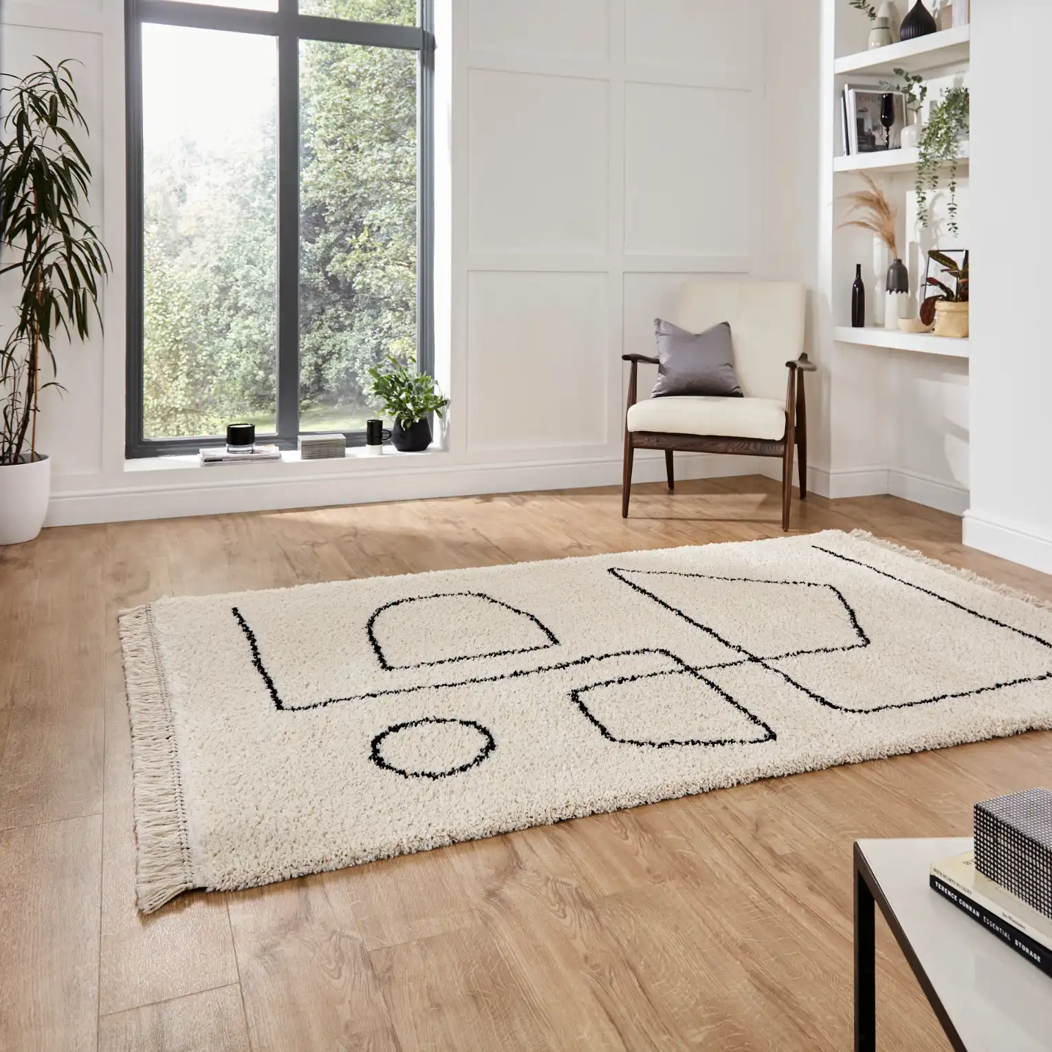 Boho A474 White Black Rug - Image 5