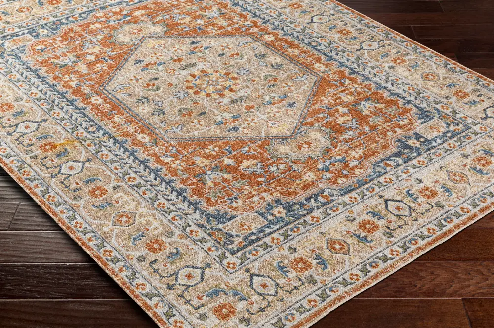 Boka Machine Washable Traditionnal Boho Burnt Orange Rug - Image 10