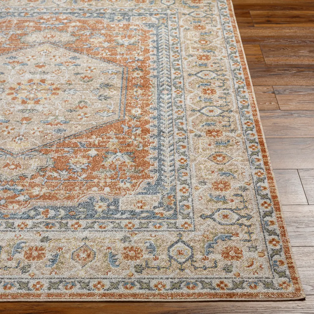 Boka Machine Washable Traditionnal Boho Burnt Orange Rug - Image 11