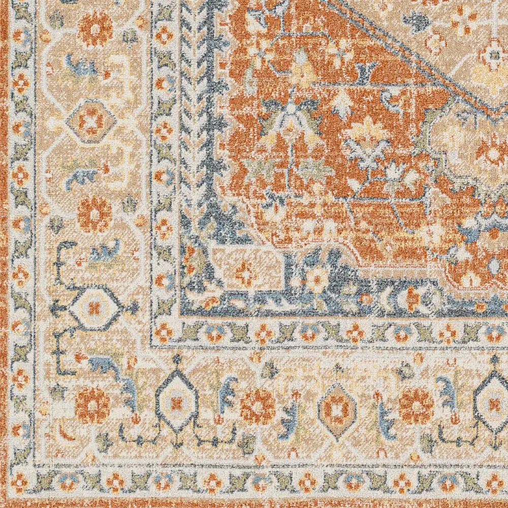 Boka Machine Washable Traditionnal Boho Burnt Orange Rug - Image 12