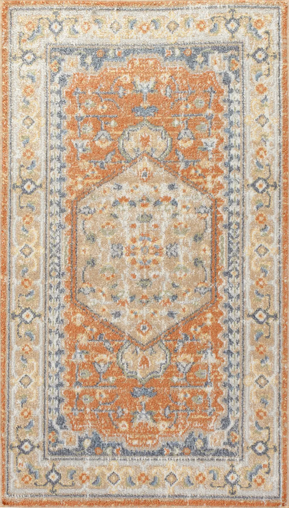 Boka Machine Washable Traditionnal Boho Burnt Orange Rug - Image 4