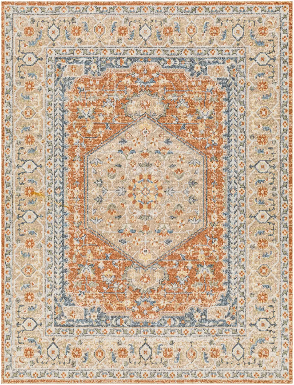 Boka Machine Washable Traditionnal Boho Burnt Orange Rug - Image 9
