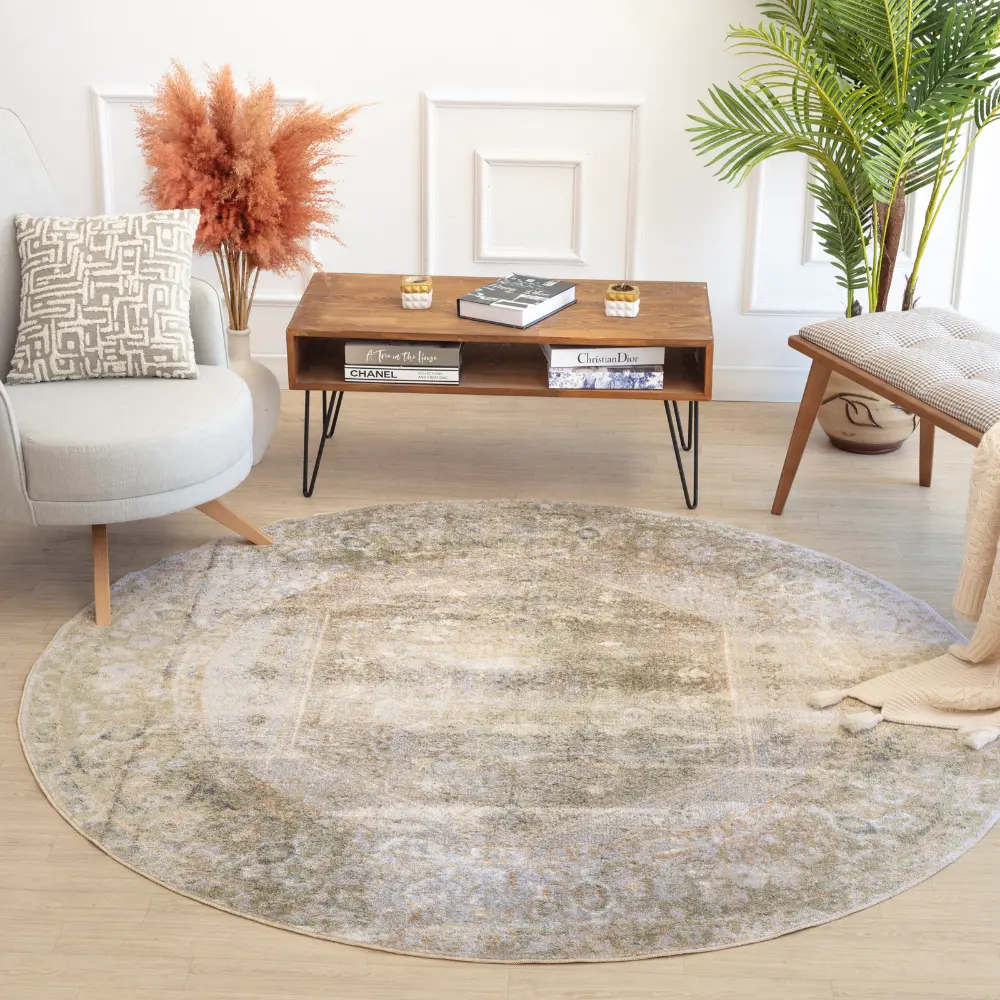 Boka Machine Washable Traditionnal Boho Camel Rug - Image 7