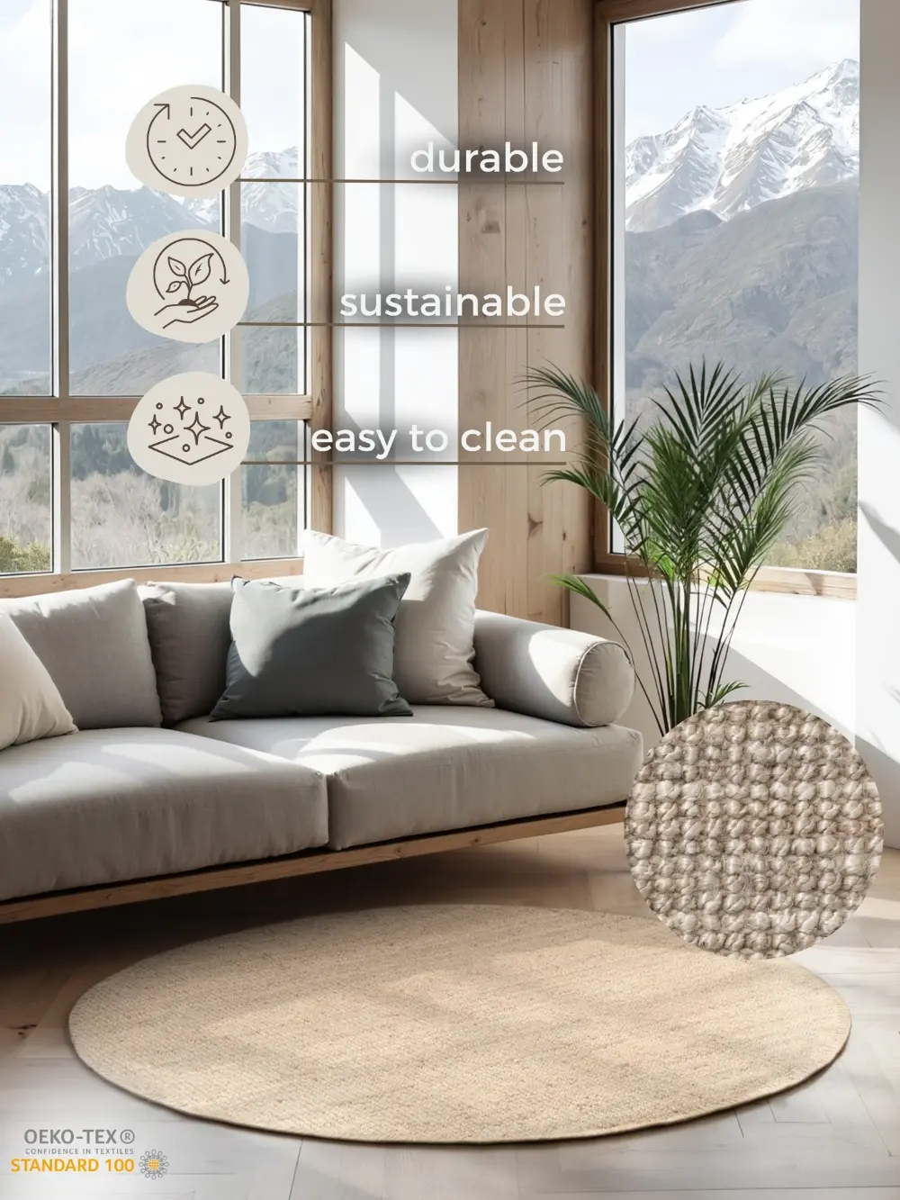 Boucle 105973 Ivory White Rug - Image 5