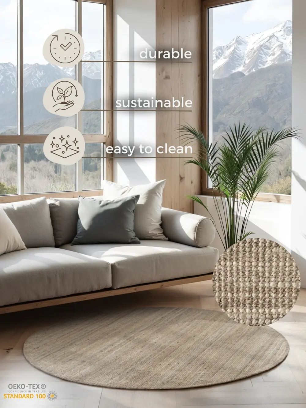 Boucle 105975 Grey Brown Rug - Image 12