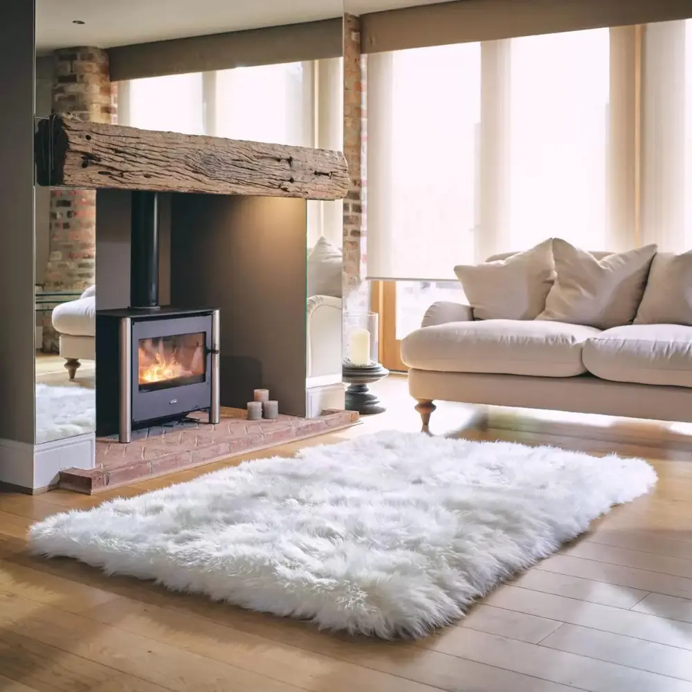 Bowron Sheepskin Rectangle Ivory Rug