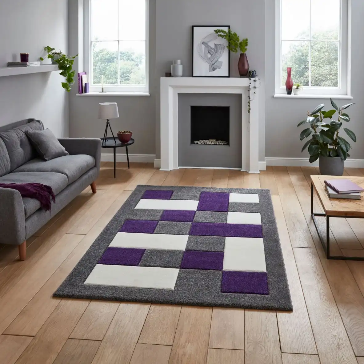 Brooklyn BRK04 Grey Purple Rug
