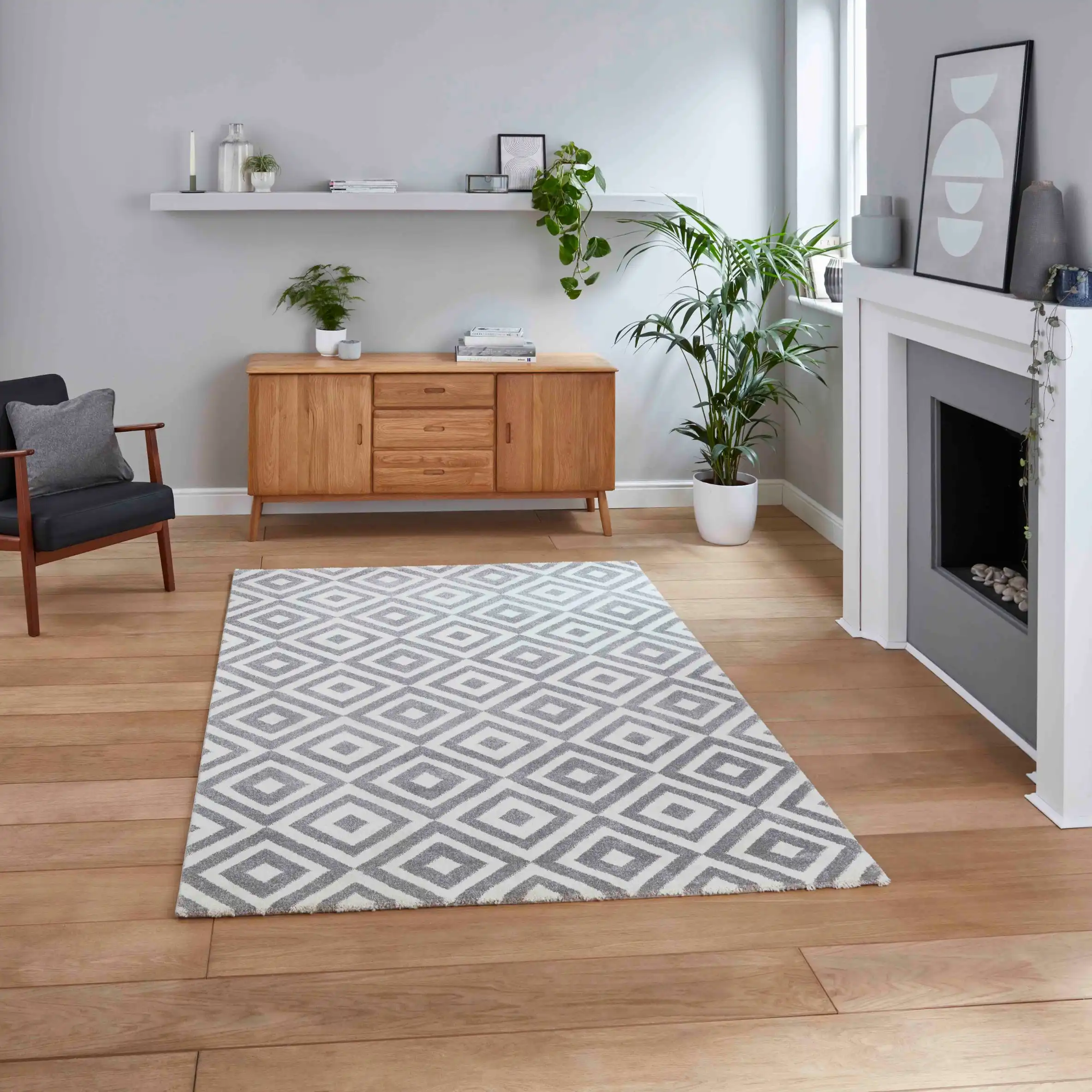 Brooklyn BRK89 Grey White Rug