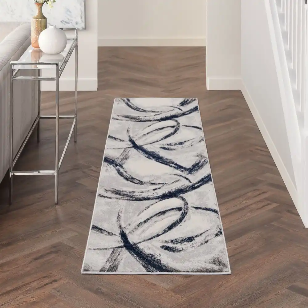 Brushstrokes BSK02 Grey Navy Rug - Image 12