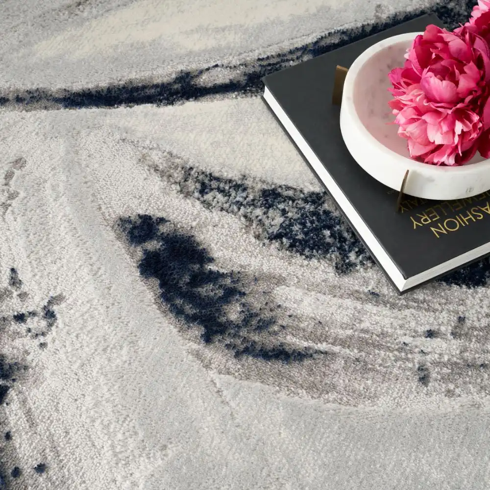 Brushstrokes BSK02 Grey Navy Rug - Image 4