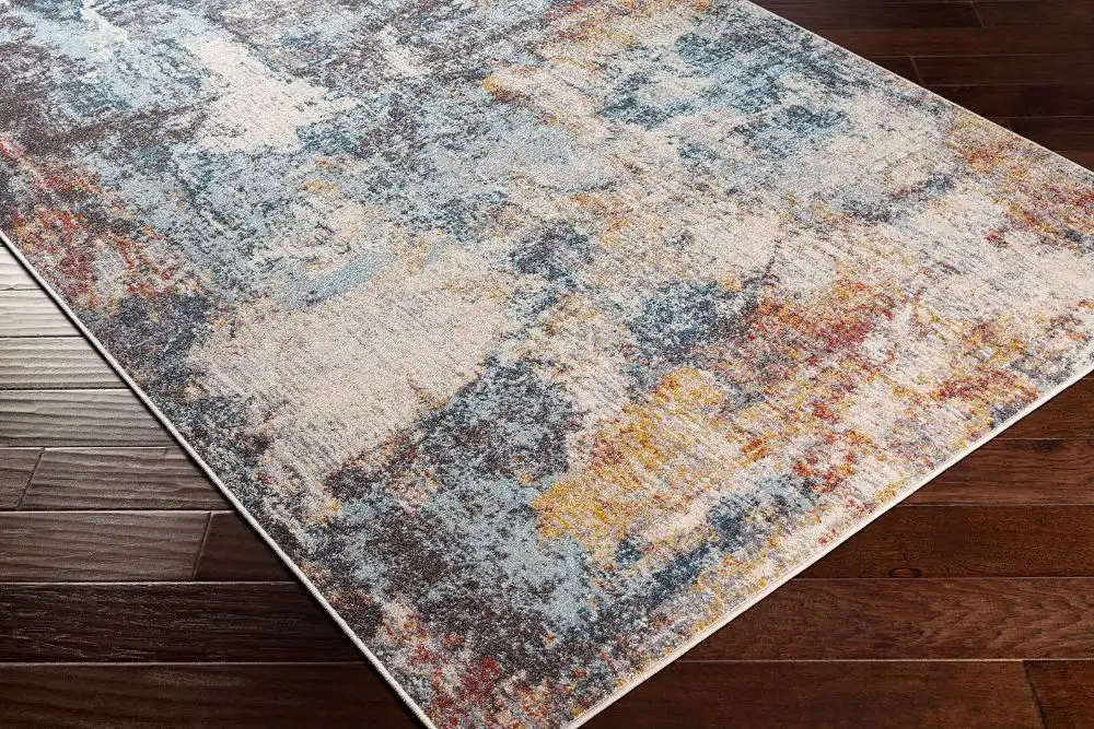 Valerie Abstract Modern Marble Dark Blue Rug - Image 5