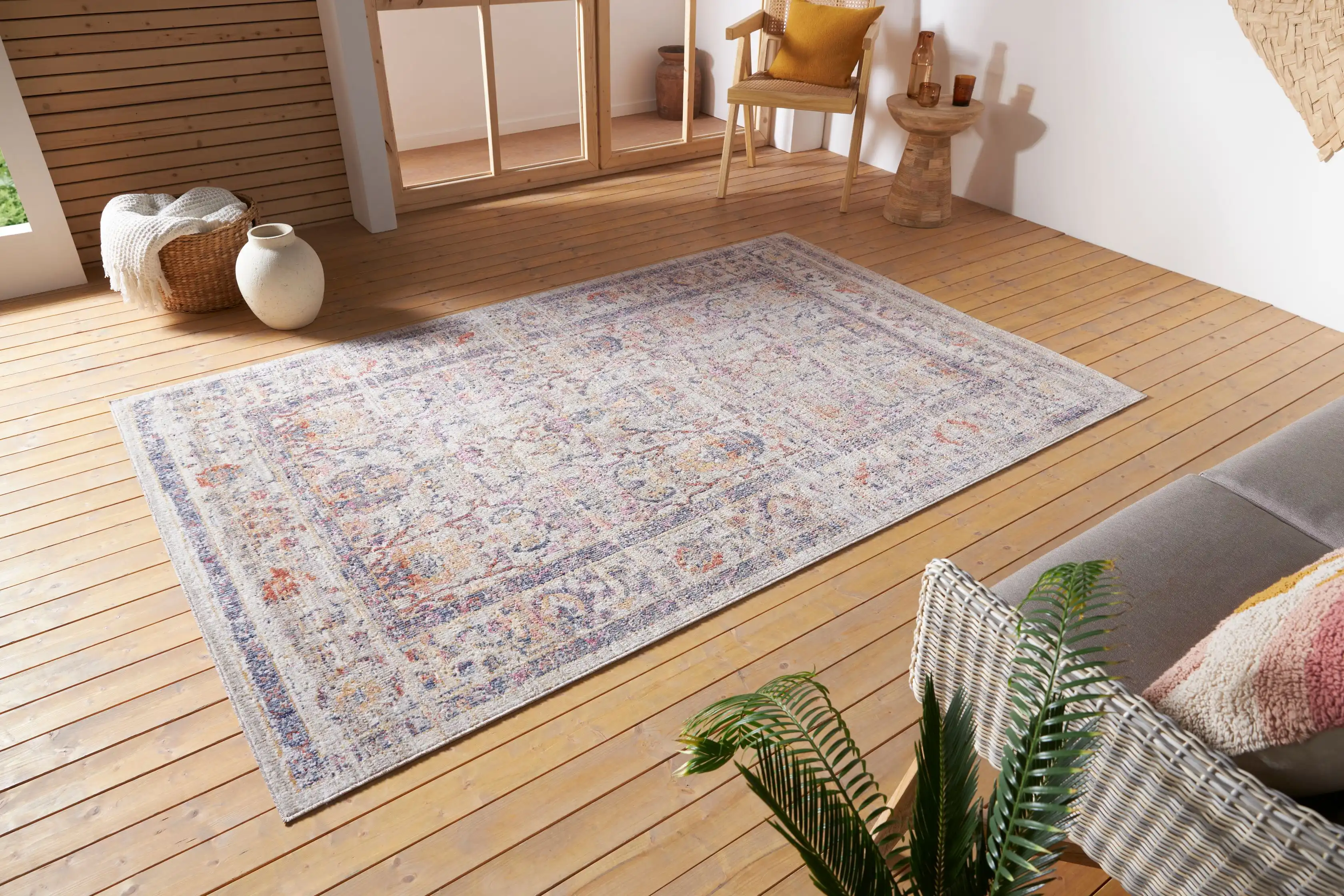 Cairo Washable 105591 Luxor Cream Multi Rug
