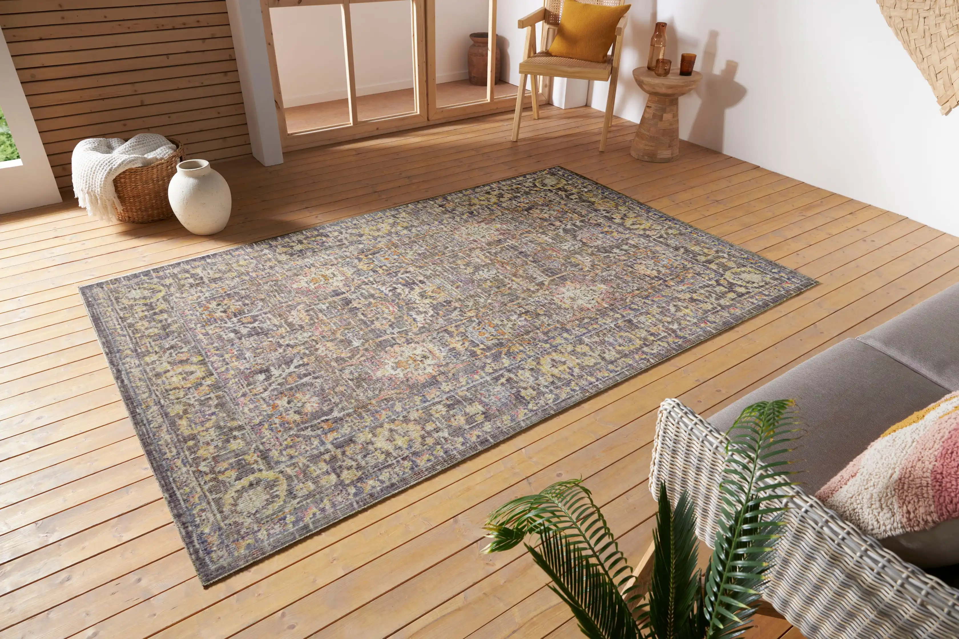 Cairo Washable 105589 Luxor Grey Multi Rug