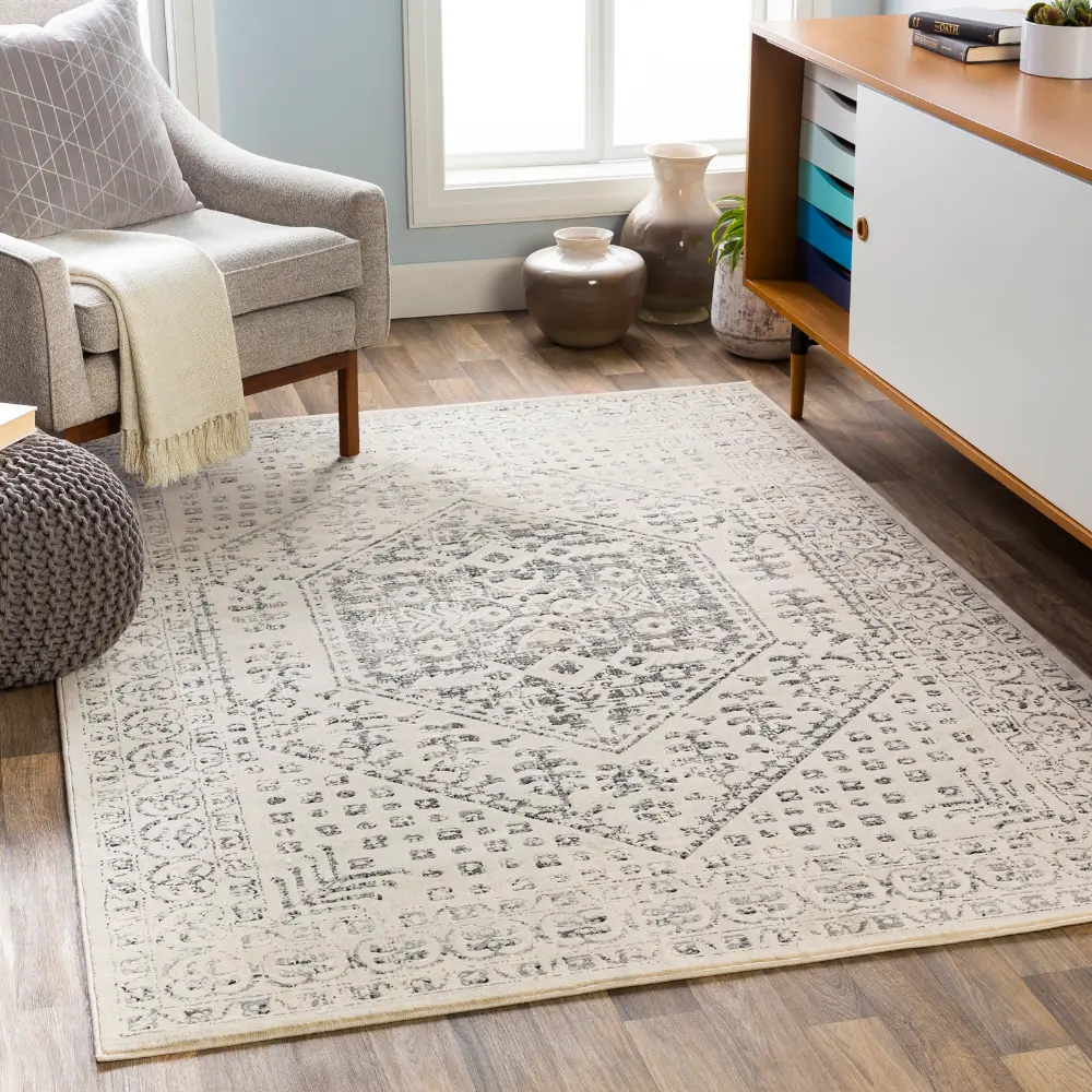 Calix Vintage Oriental Boho Beige/Grey Rug - Image 9