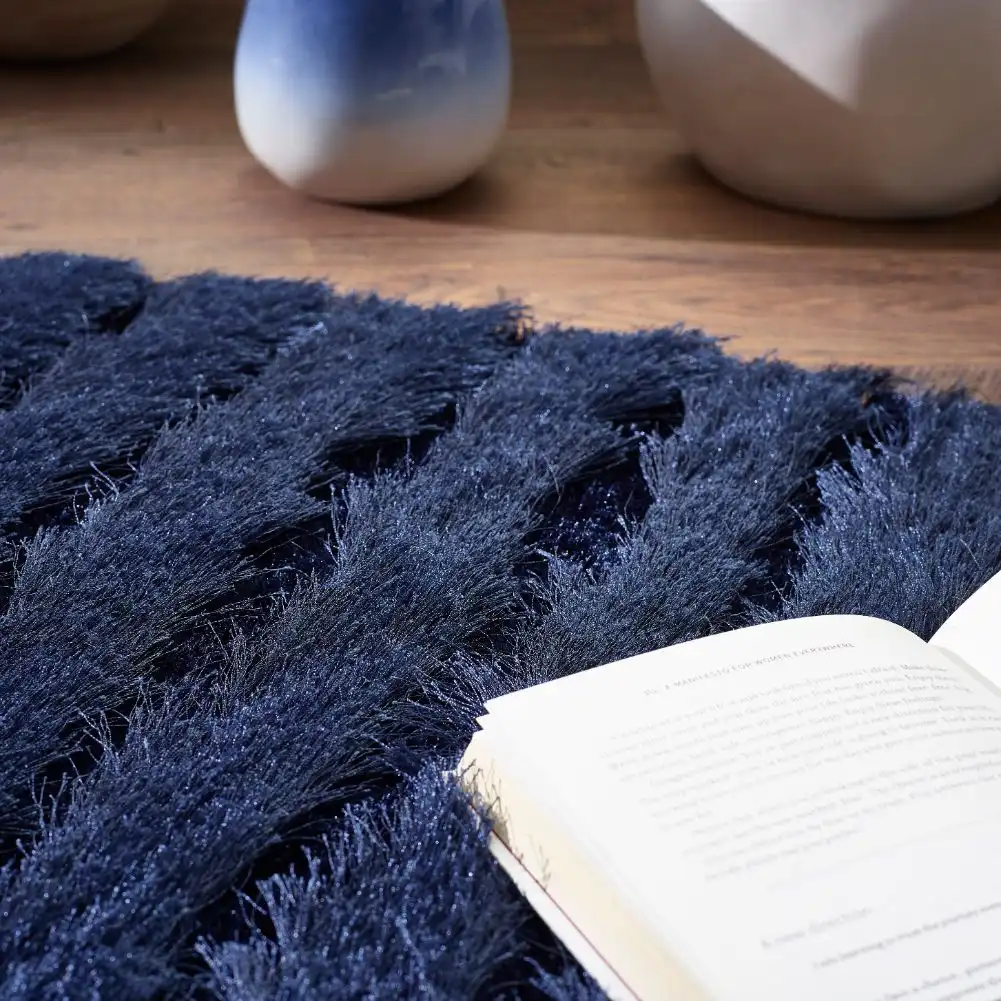 Carved Glamour Navy Rug - Image 2
