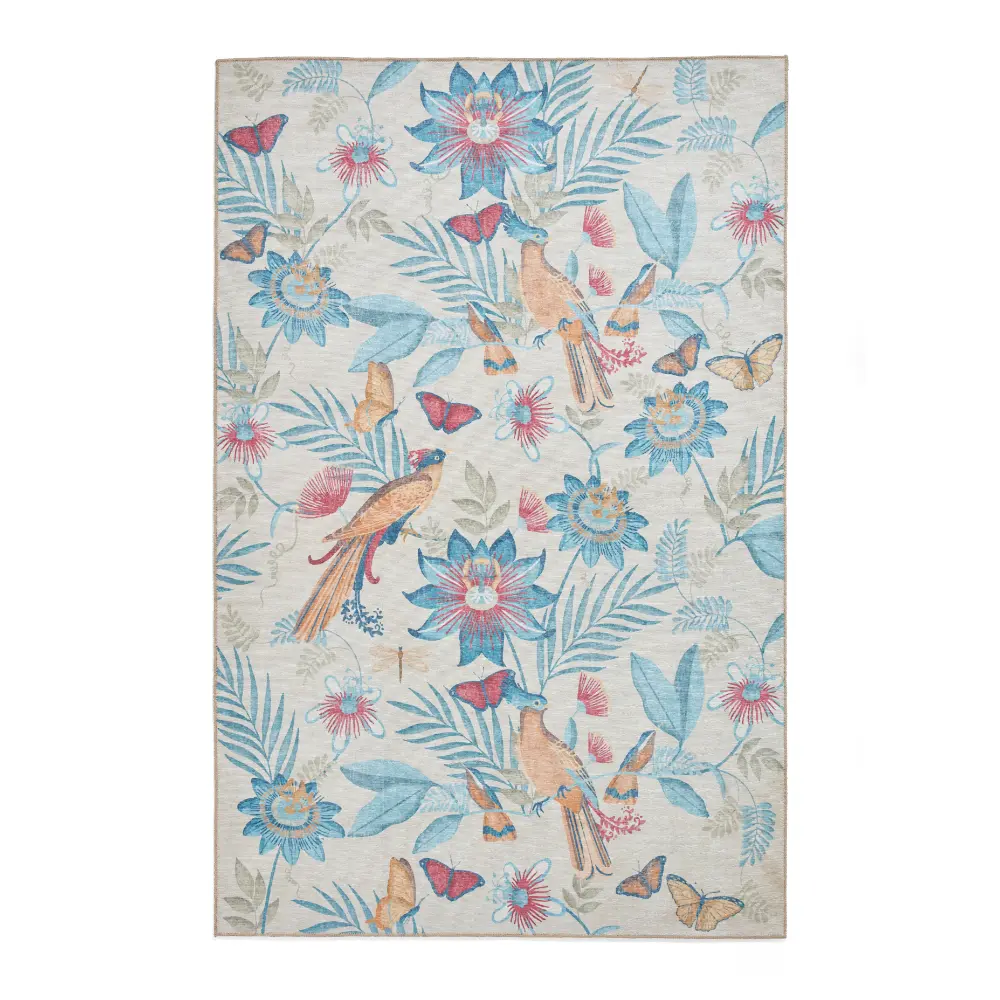 Catherine Lansfield Amaya Tropical Birds Blue Washable  Blue  Rug - Image 3