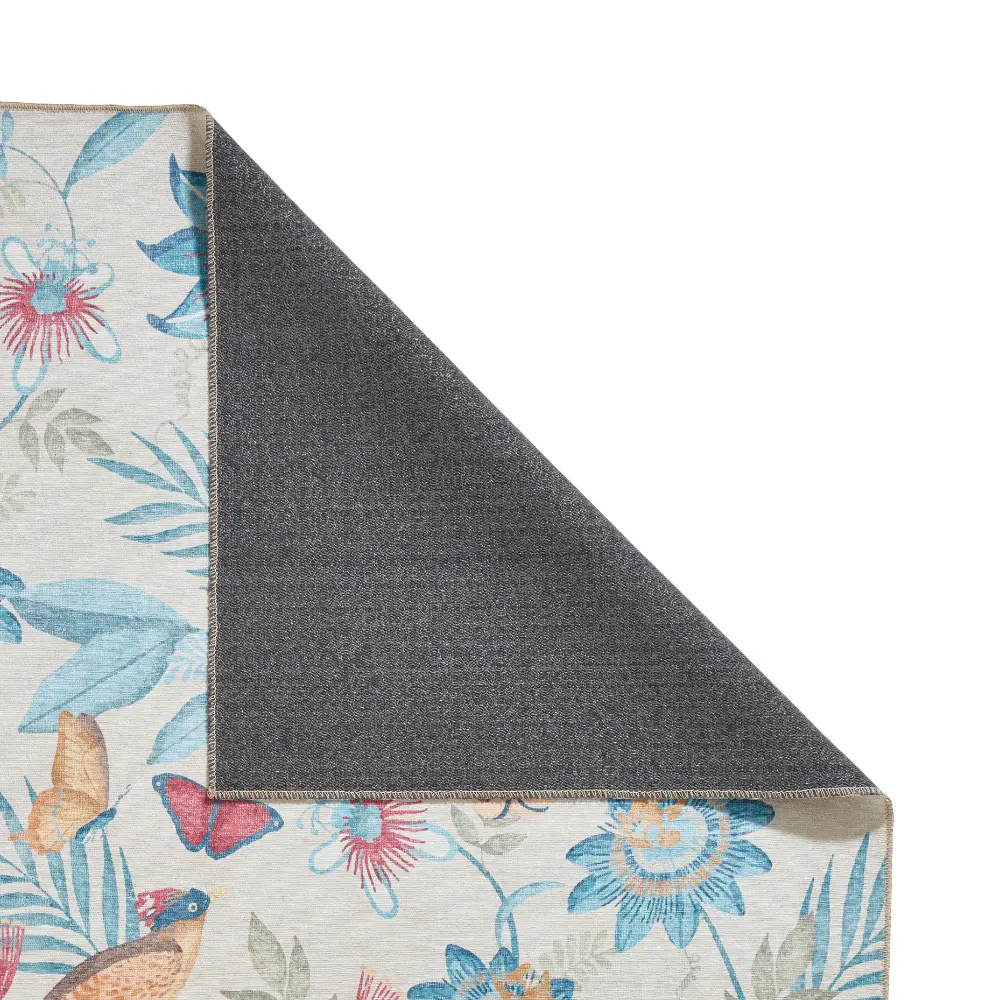 Catherine Lansfield Amaya Tropical Birds Blue Washable  Blue  Rug - Image 4