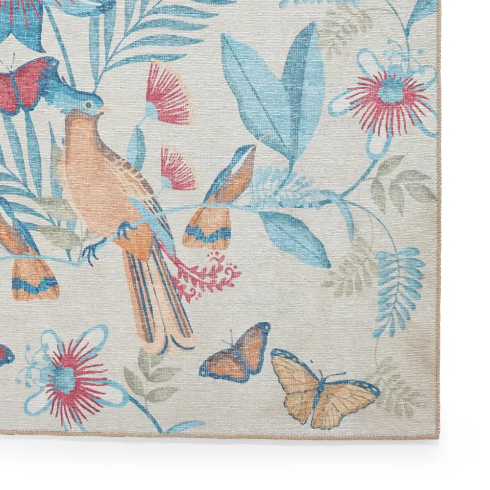 Catherine Lansfield Amaya Tropical Birds Blue Washable  Blue  Rug - Image 5