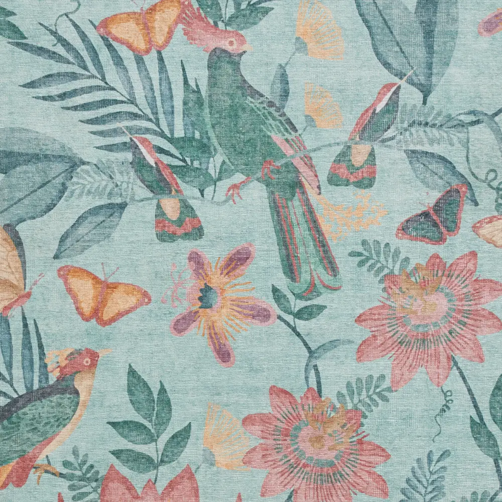 Catherine Lansfield Amaya Tropical Birds Green Washable  Green  Rug - Image 3