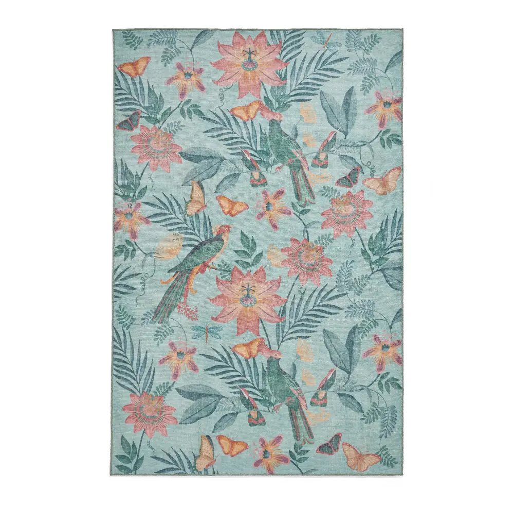 Catherine Lansfield Amaya Tropical Birds Green Washable  Green  Rug - Image 7