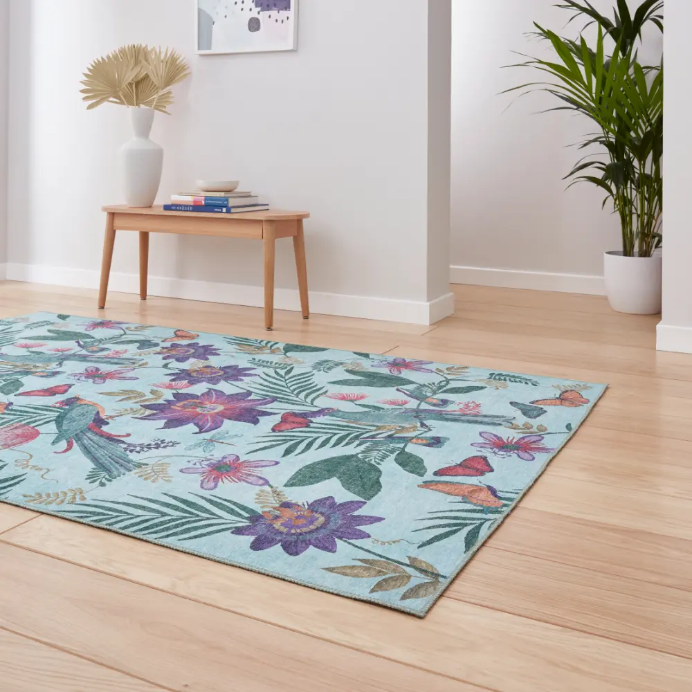 Catherine Lansfield Amaya Tropical Birds Purple Washable  Purple  Rug - Image 2
