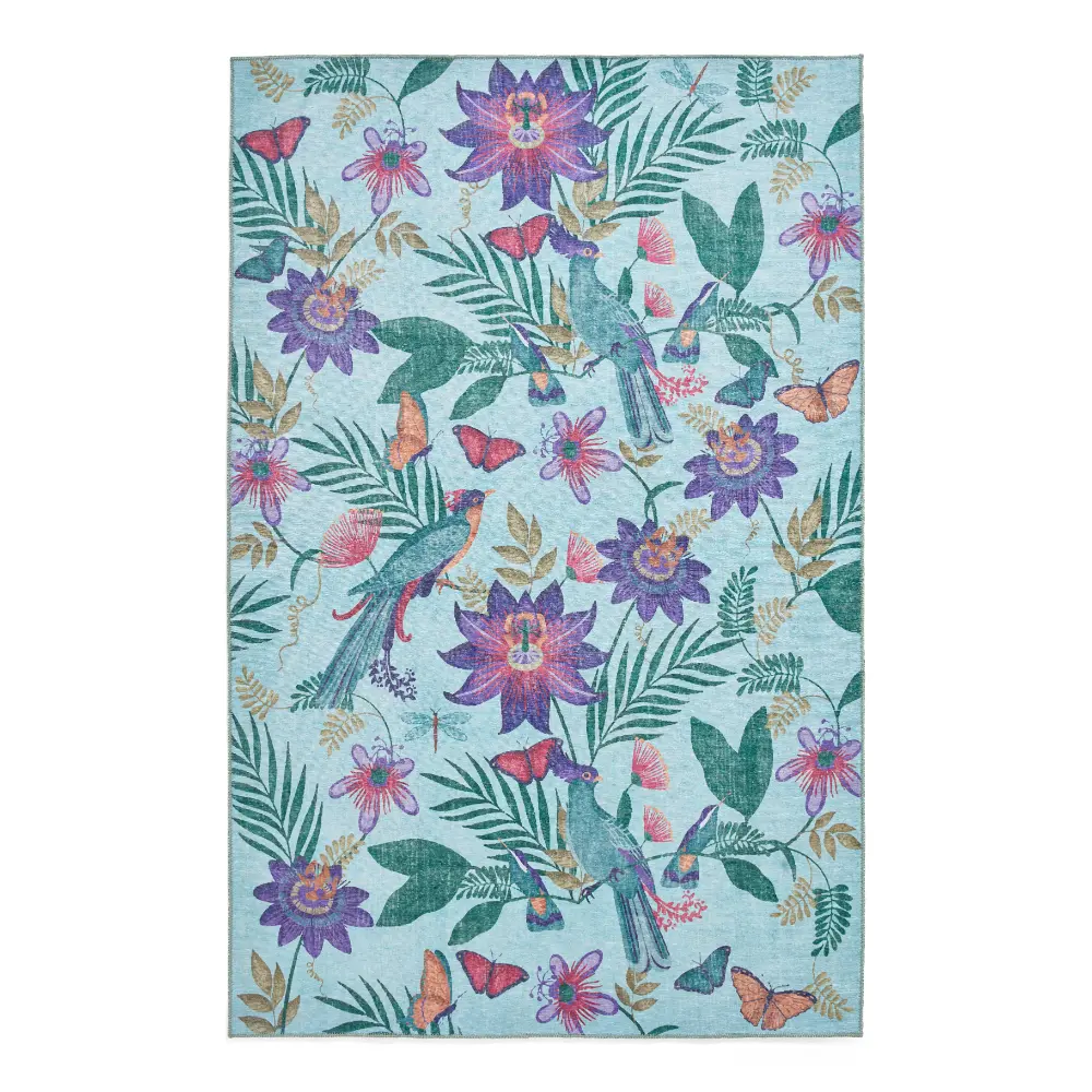Catherine Lansfield Amaya Tropical Birds Purple Washable  Purple  Rug - Image 3