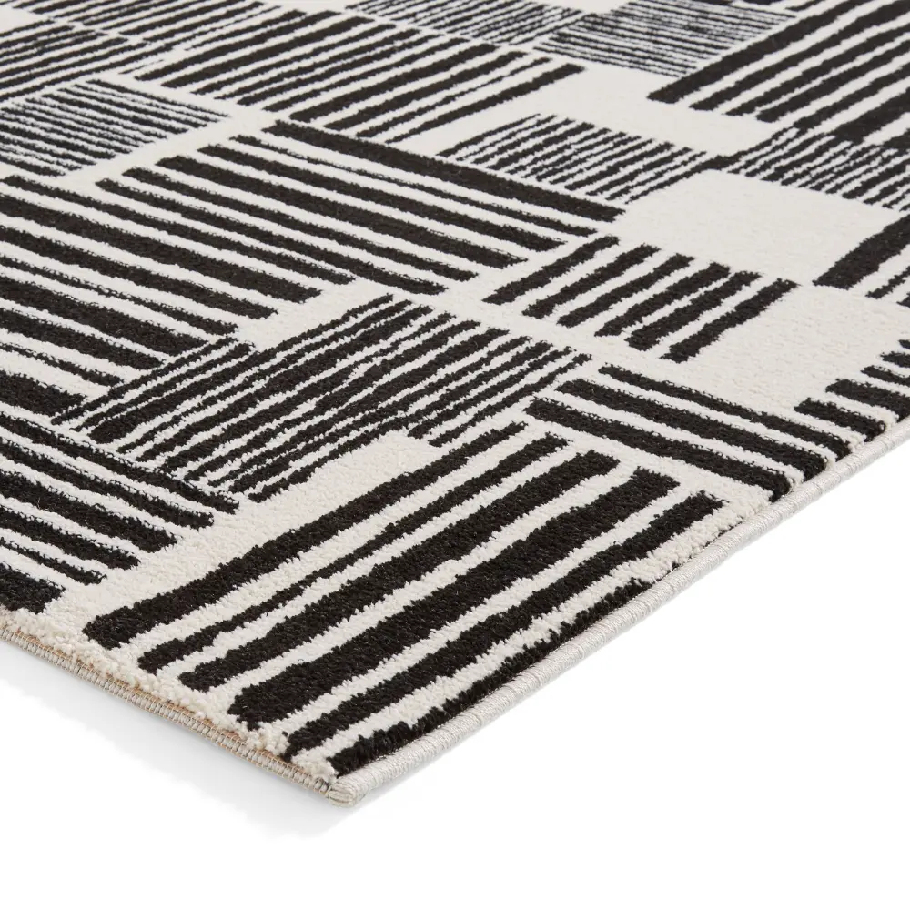 Catherine Lansfield Blocks Modern Abstract Black Rug - Image 4