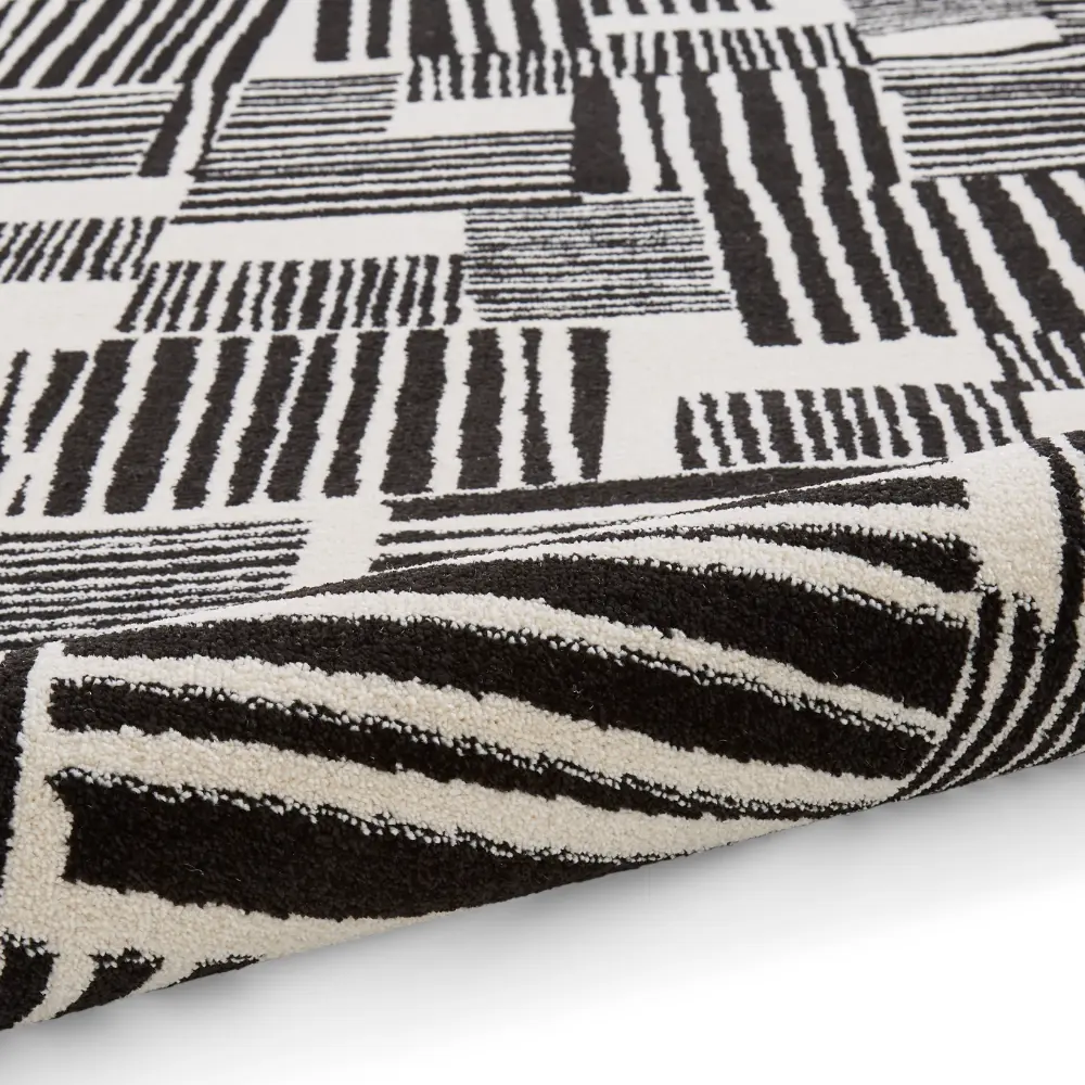 Catherine Lansfield Blocks Modern Abstract Black Rug - Image 6