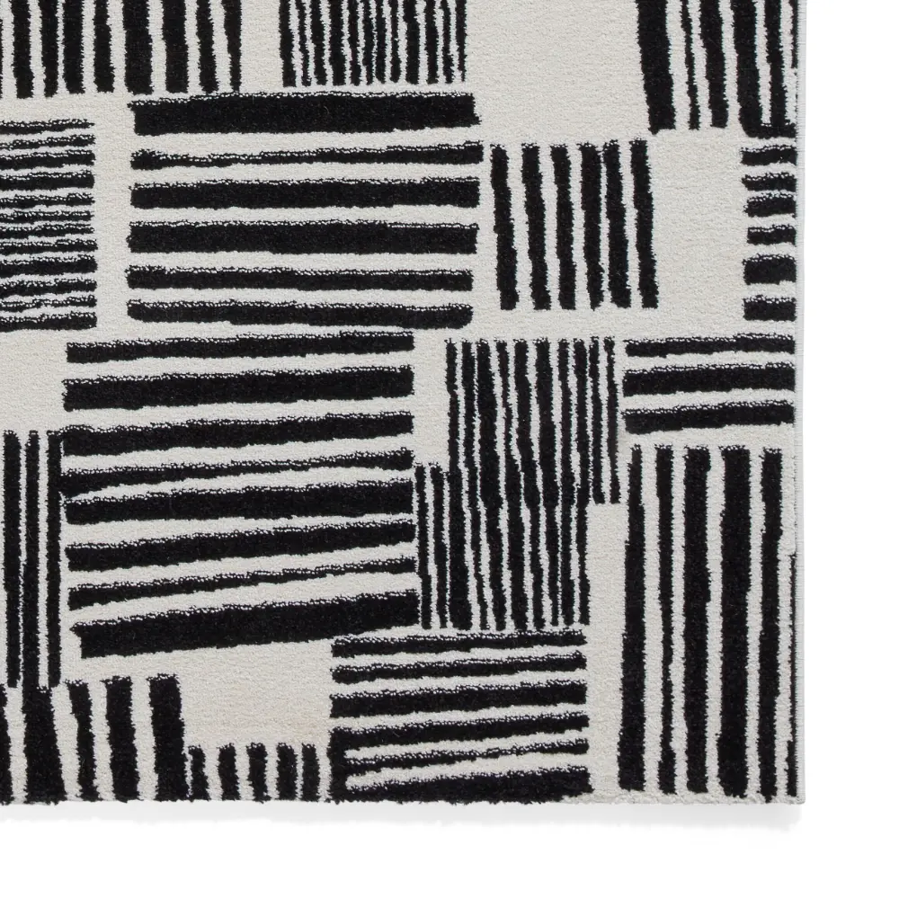 Catherine Lansfield Blocks Modern Abstract Black Rug - Image 9