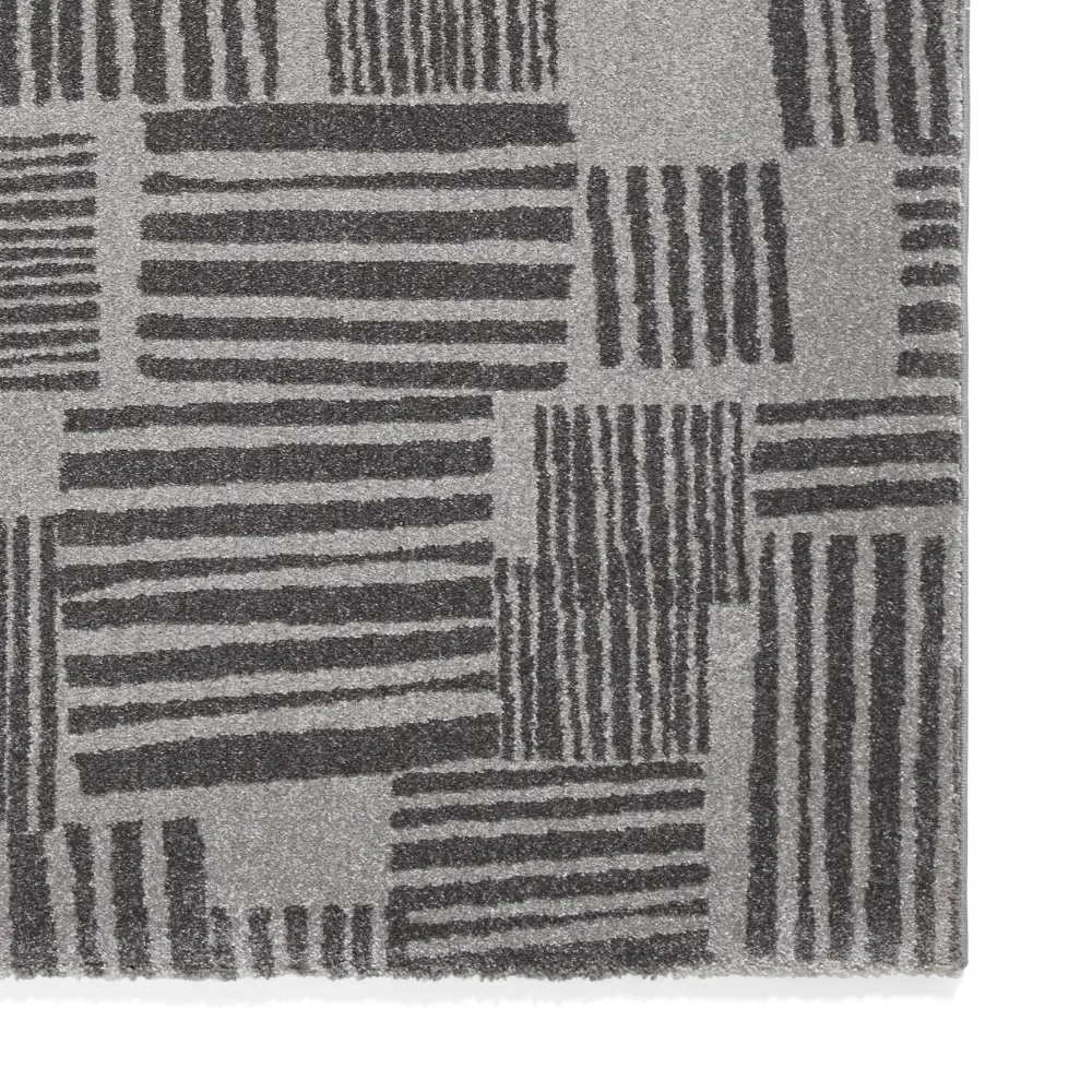 Catherine Lansfield Blocks Modern Abstract Dark Grey Rug - Image 4