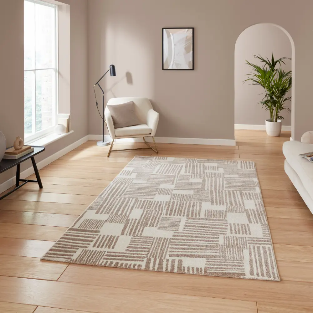 Catherine Lansfield Blocks Modern Abstract Natural Rug