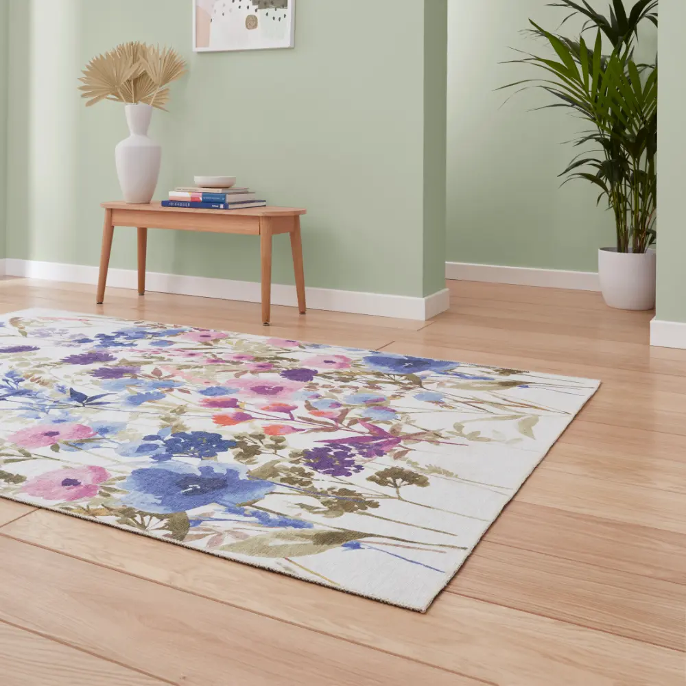 Catherine Lansfield Country Floral Purple Rug - Image 2