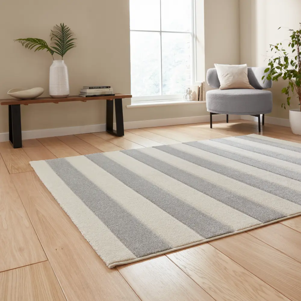 Catherine Lansfield Cove Stripe Modern Linear Grey Rug - Image 2