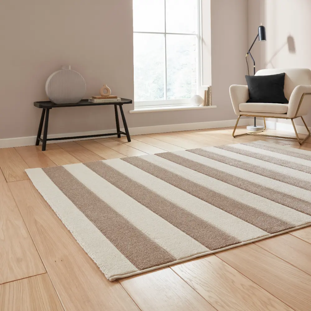 Catherine Lansfield Cove Stripe Modern Linear Natural Rug - Image 2