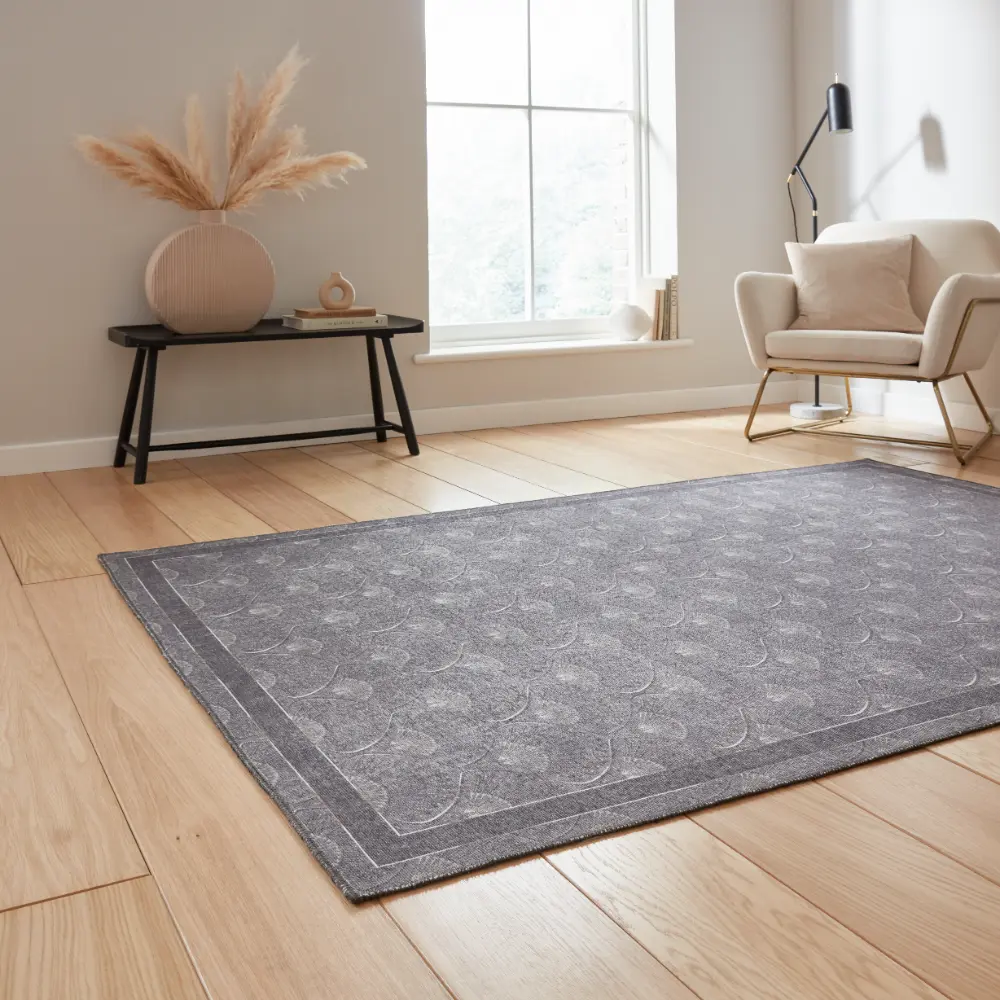 Catherine Lansfield Deco Peacock Washable Grey Rug - Image 2