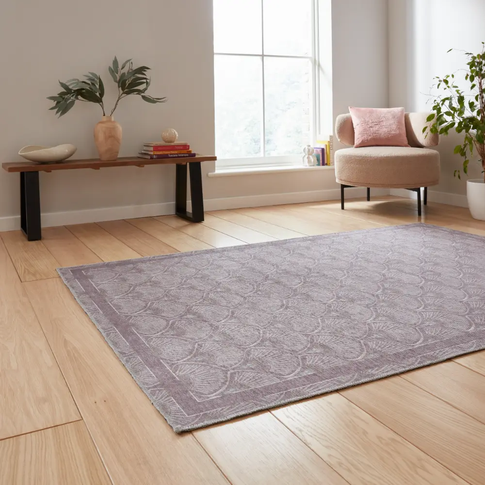 Catherine Lansfield Deco Peacock Washable Lilac Rug - Image 2