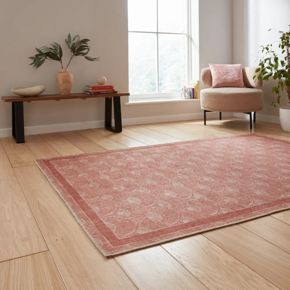 Catherine Lansfield Deco Peacock Washable Terracotta Rug - Image 2