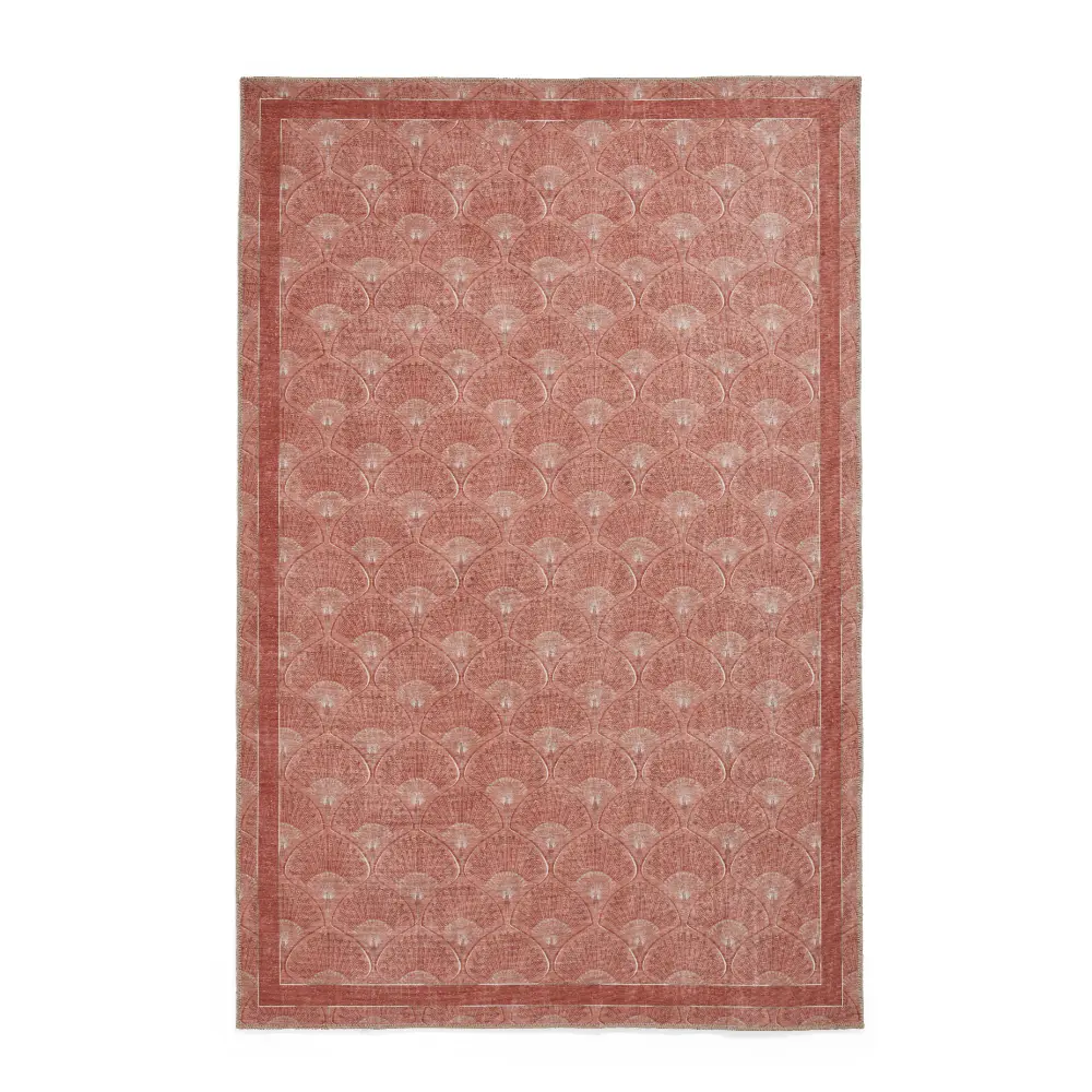 Catherine Lansfield Deco Peacock Washable Terracotta Rug - Image 3