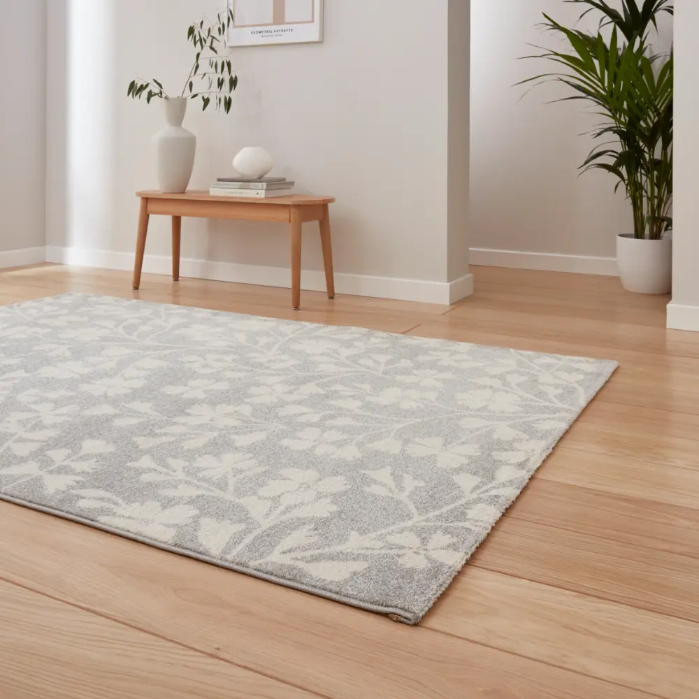 Catherine Lansfield Grace Floral Grey Rug - Image 2