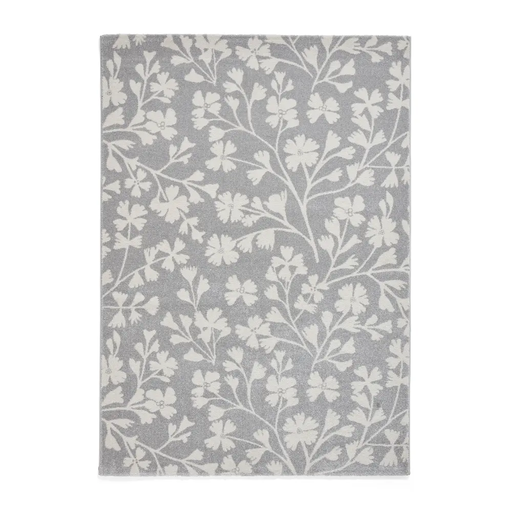 Catherine Lansfield Grace Floral Grey Rug - Image 3