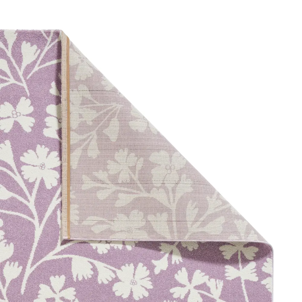 Catherine Lansfield Grace Floral Lilac Rug - Image 3