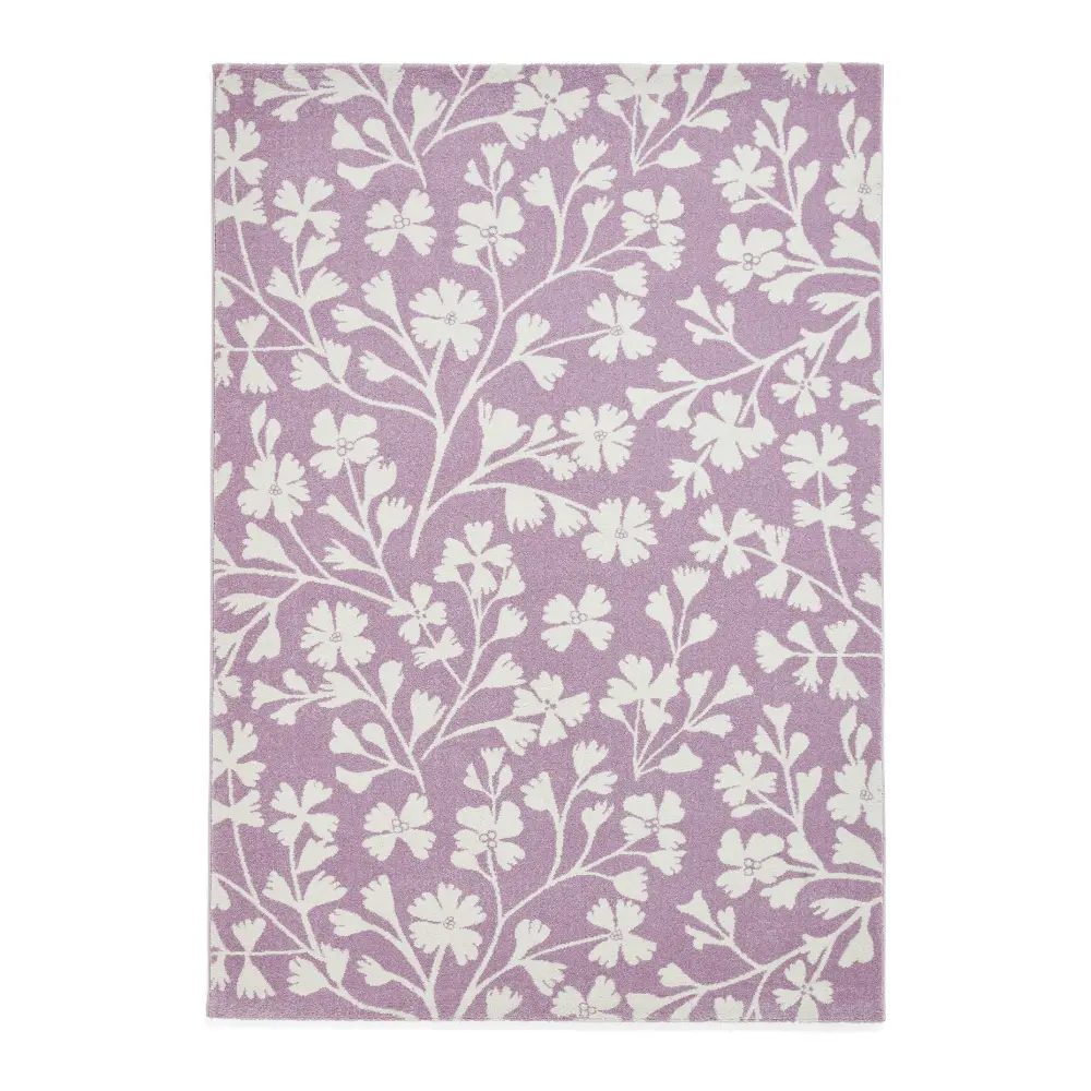 Catherine Lansfield Grace Floral Lilac Rug - Image 9