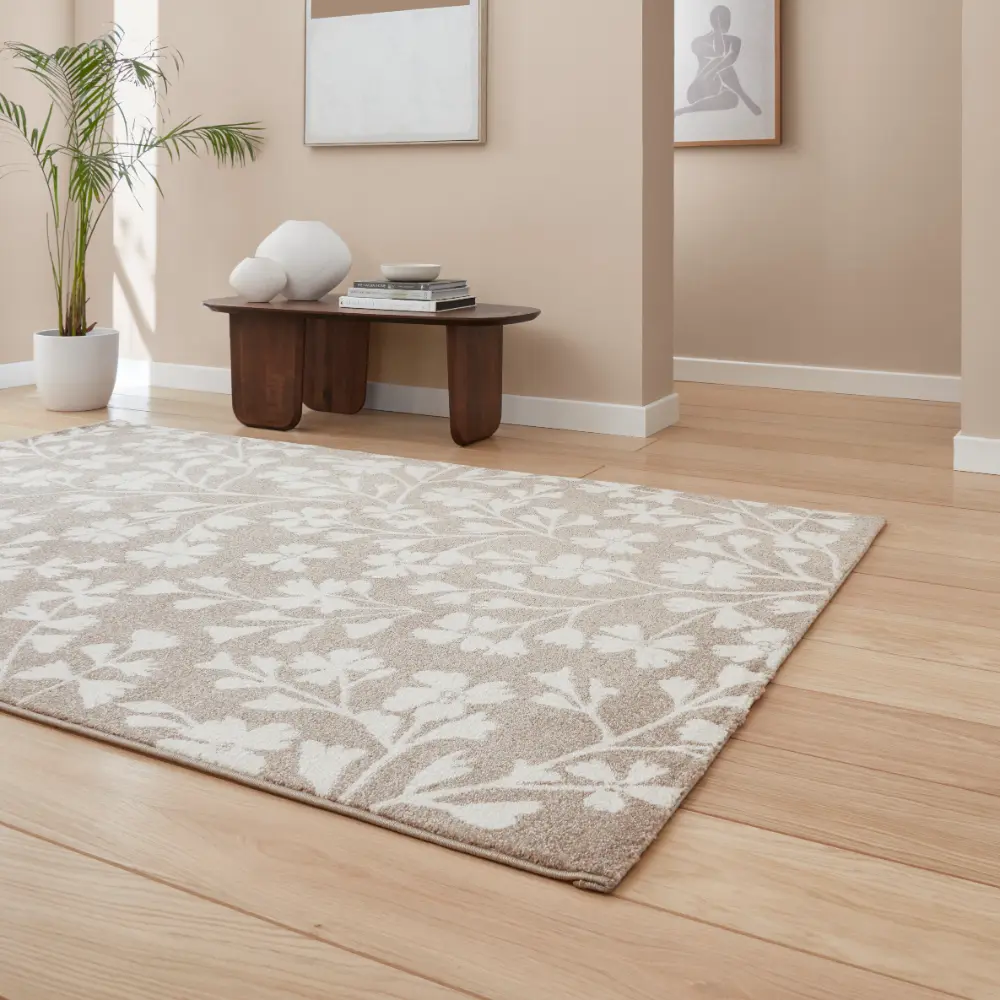 Catherine Lansfield Grace Floral Natural Rug - Image 2