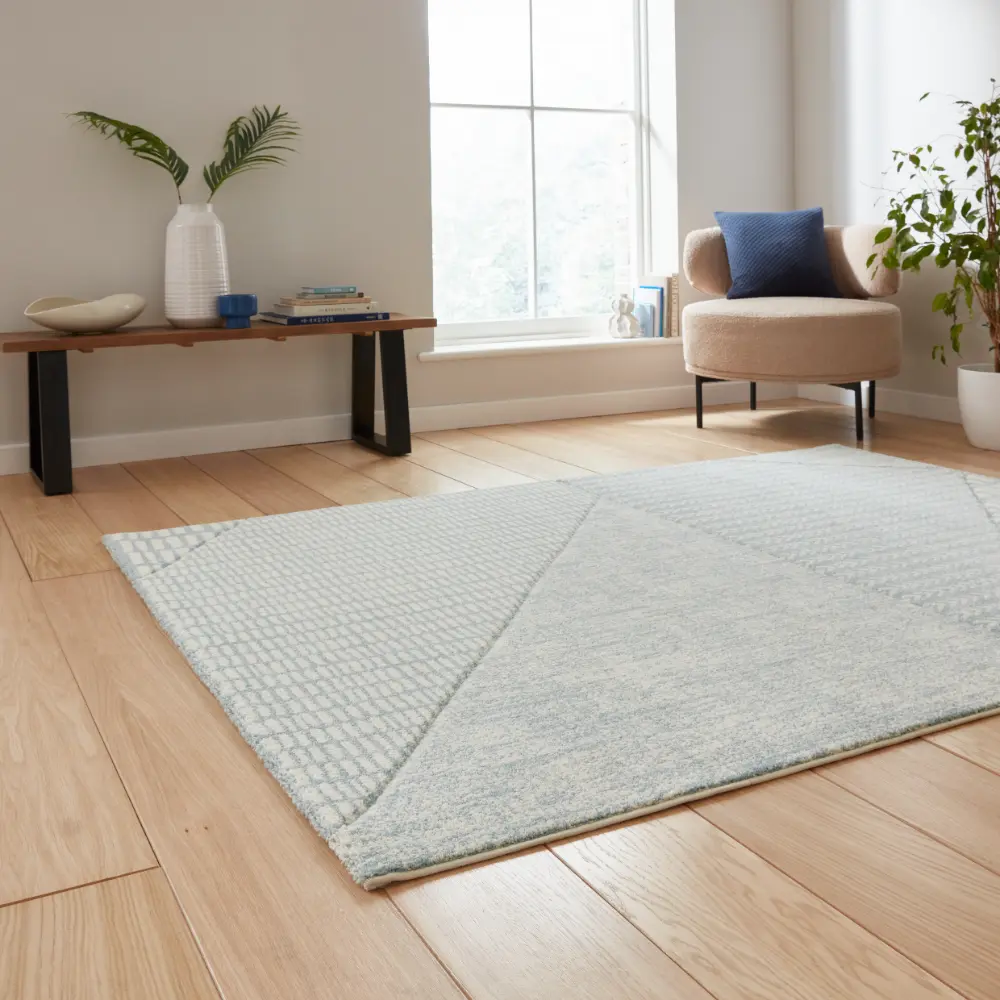 Catherine Lansfield Larsson Modern Abstract Blue Rug - Image 2