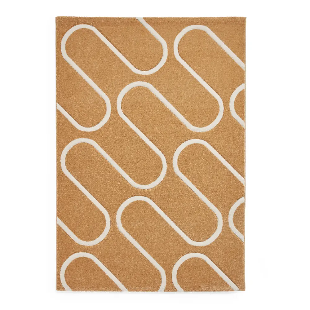 Catherine Lansfield Linear Curve Modern Geometric Ochre Rug - Image 3