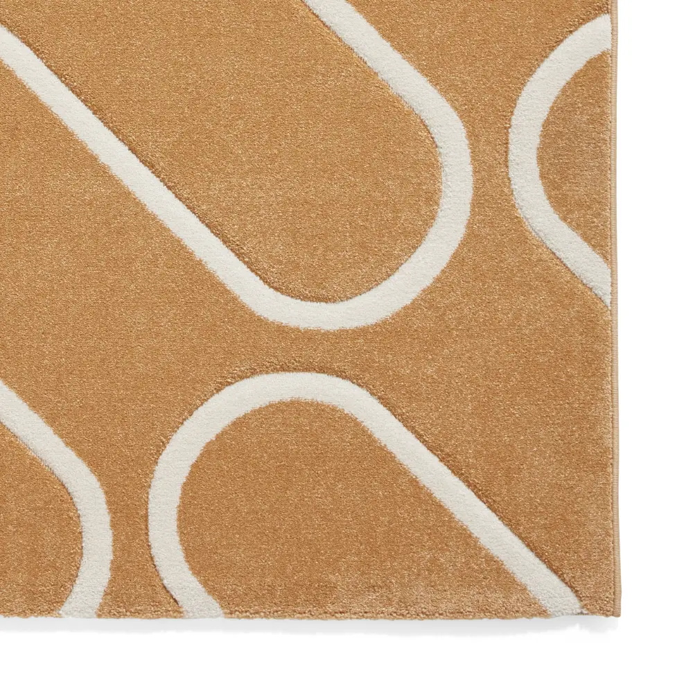 Catherine Lansfield Linear Curve Modern Geometric Ochre Rug - Image 5