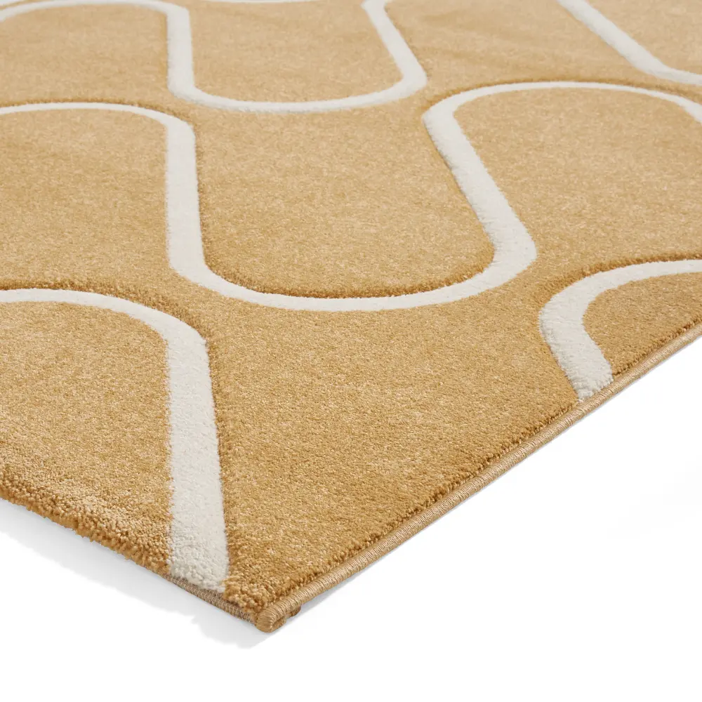 Catherine Lansfield Linear Curve Modern Geometric Ochre Rug - Image 7