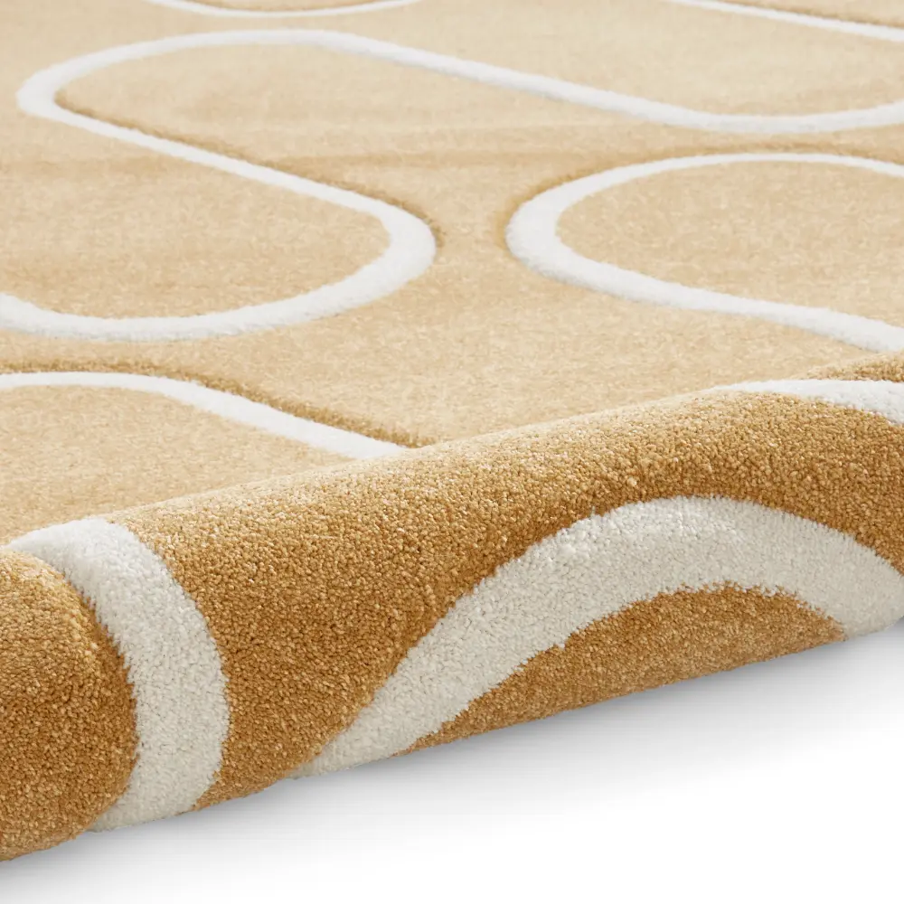 Catherine Lansfield Linear Curve Modern Geometric Ochre Rug - Image 9