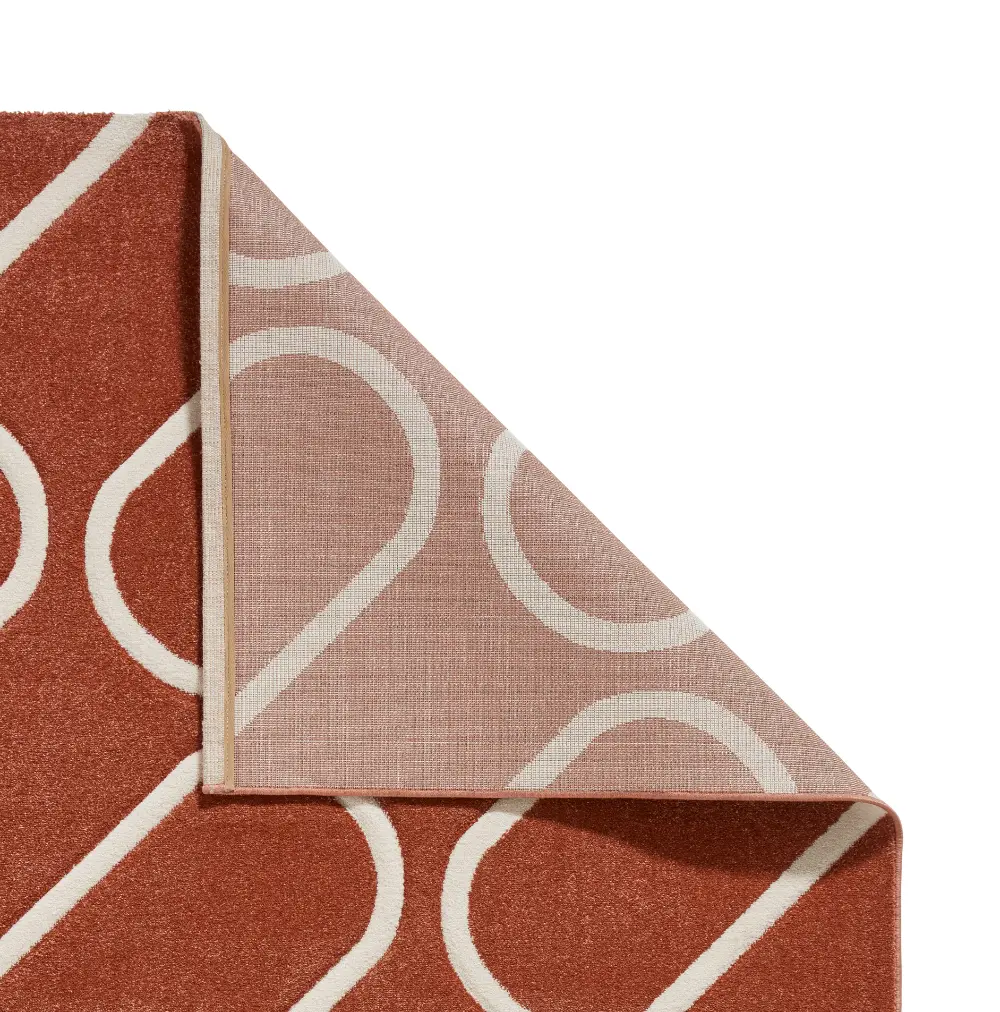 Catherine Lansfield Linear Curve Modern Geometric Terracotta Rug - Image 4